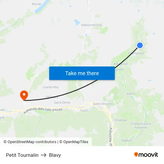 Petit Tournalin to Blavy map