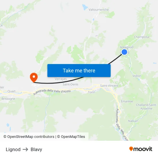 Lignod to Blavy map