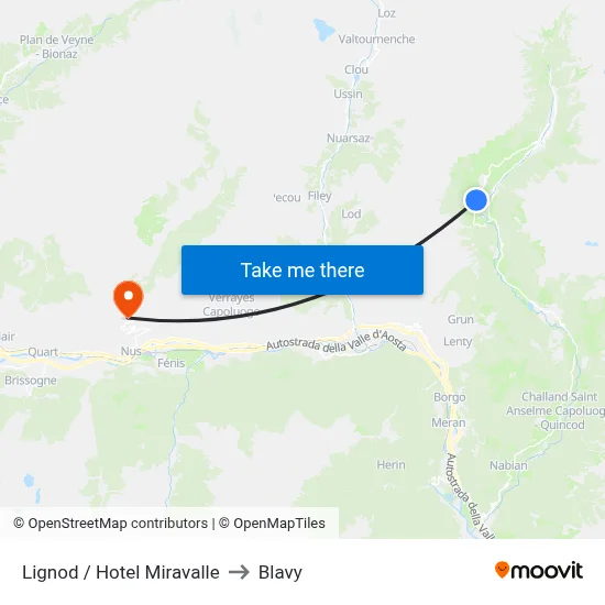 Lignod / Hotel Miravalle to Blavy map