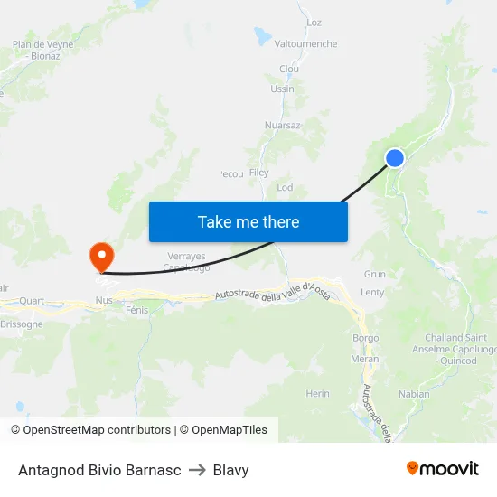 Antagnod Barnasc Junction to Blavy map