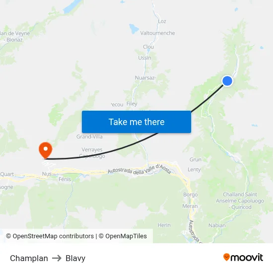 Champlan to Blavy map