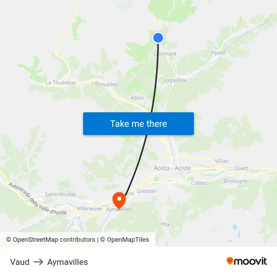 Vaud to Aymavilles map