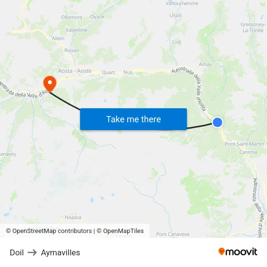 Doil to Aymavilles map