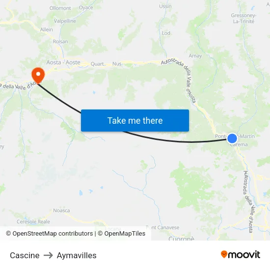 Cascine to Aymavilles map