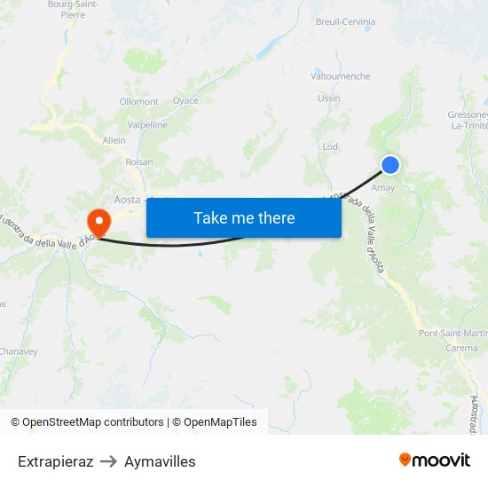 Extrapieraz to Aymavilles map