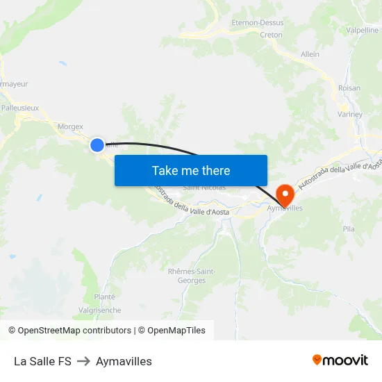 La Salle FS to Aymavilles map