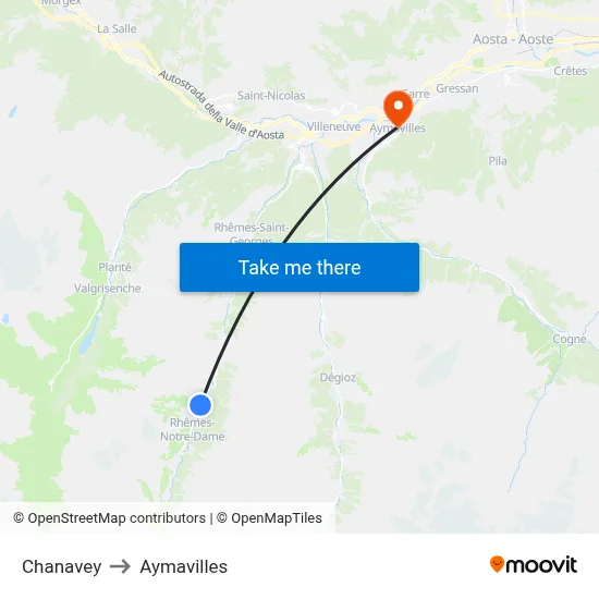 Chanavey to Aymavilles map