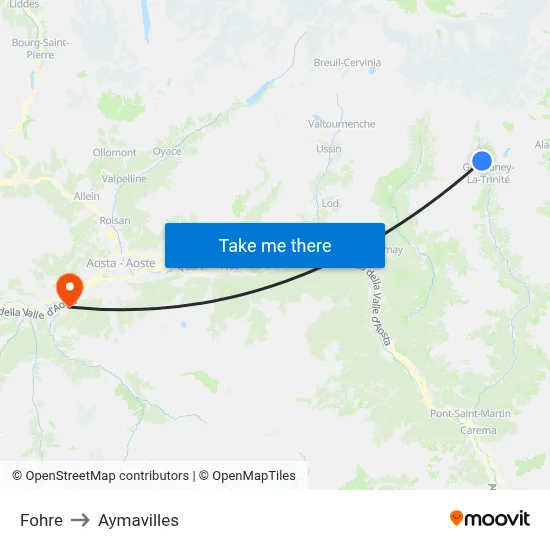 Fohre to Aymavilles map