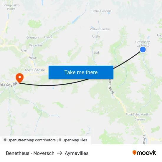 Benetheus - Noversch to Aymavilles map