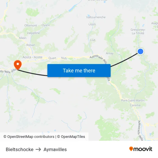 Bieltschocke to Aymavilles map