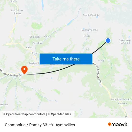 Champoluc / Ramey 33 to Aymavilles map