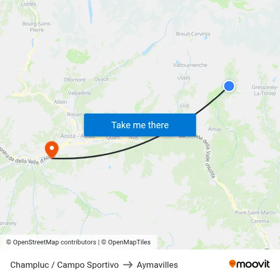 Champluc / Sports Field to Aymavilles map