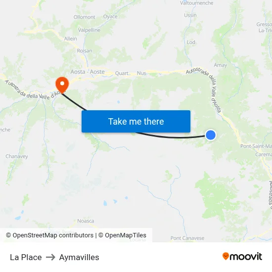 La Place to Aymavilles map