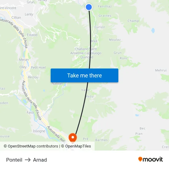 Ponteil to Arnad map