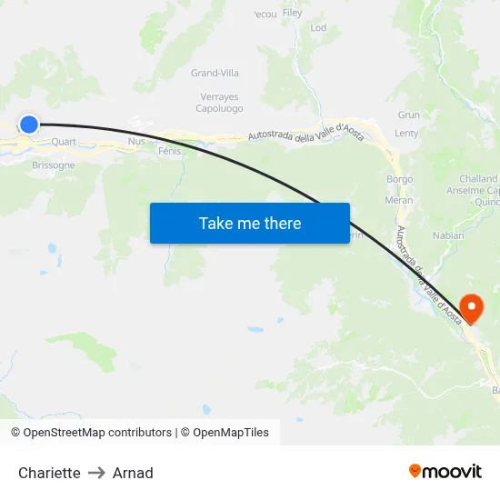 Chariette to Arnad map