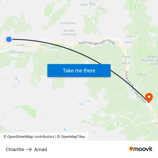 Chiaritte to Arnad map