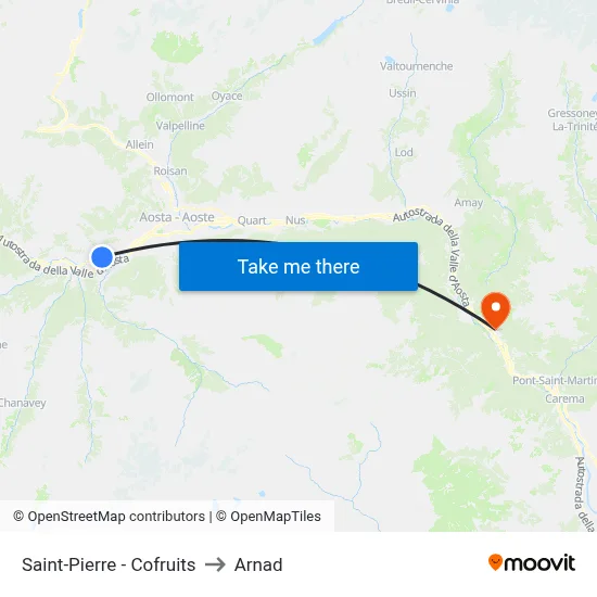 Saint-Pierre - Cofruits to Arnad map