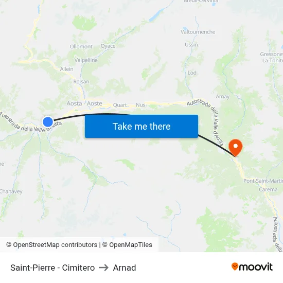 Saint-Pierre - Cemetery to Arnad map