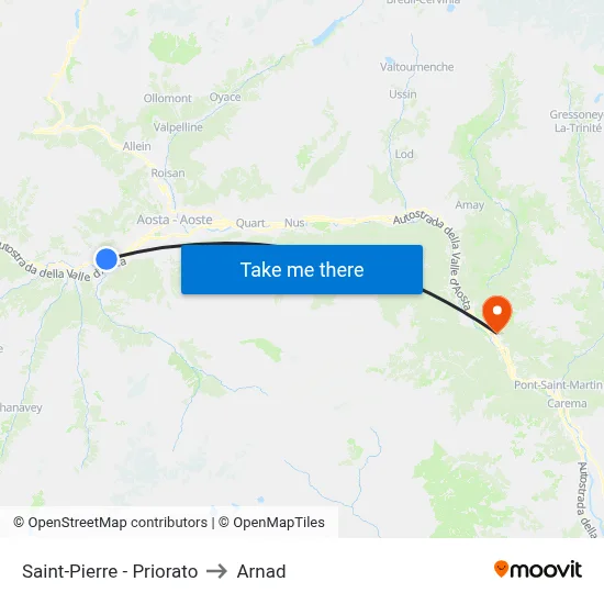 Saint-Pierre - Priory to Arnad map