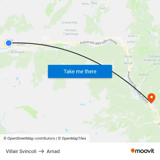 Villair Interchanges to Arnad map