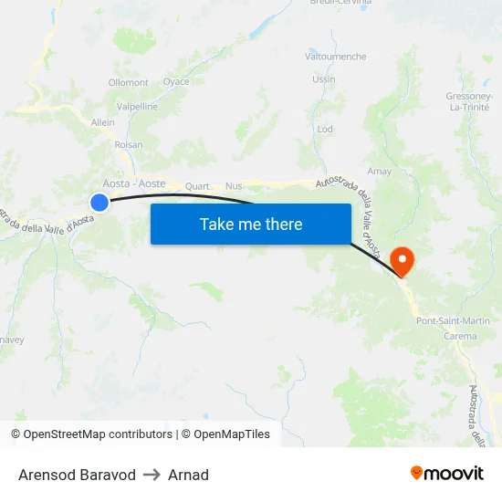 Arensod Baravod to Arnad map