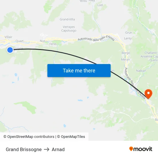 Grand Brissogne to Arnad map