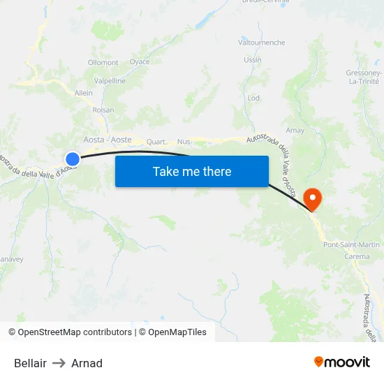 Bellair to Arnad map