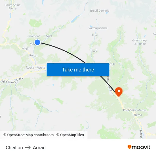 Cheillon to Arnad map