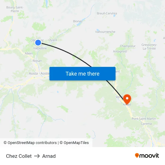 Chez Collet to Arnad map