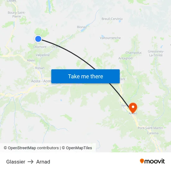 Glassier to Arnad map