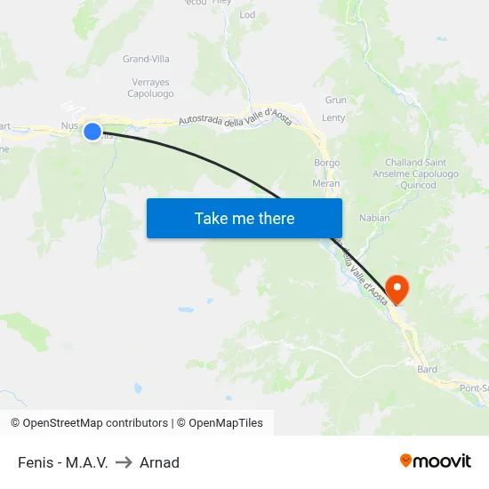 Fenis - M.A.V. to Arnad map