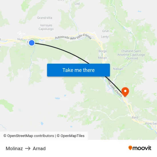 Molinaz to Arnad map