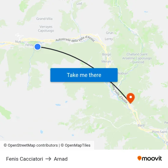 Fenis Hunters to Arnad map