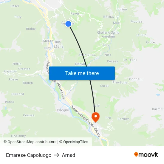 Emarese Capoluogo to Arnad map