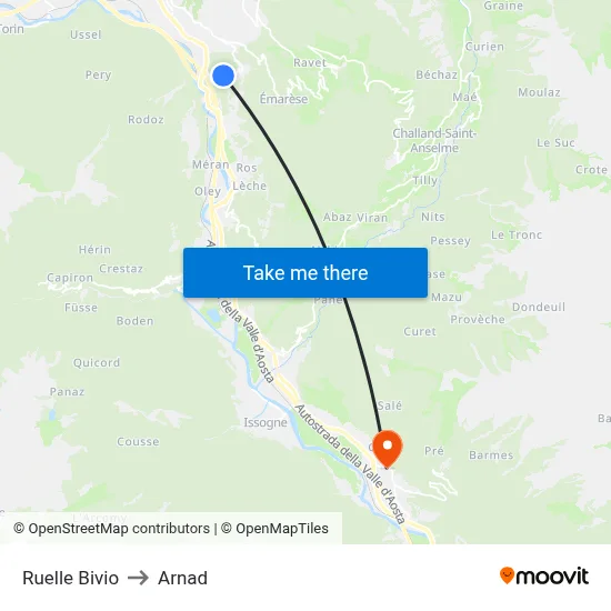 Ruelle Bivio to Arnad map
