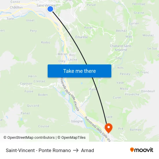 Saint-Vincent - Ponte Romano to Arnad map