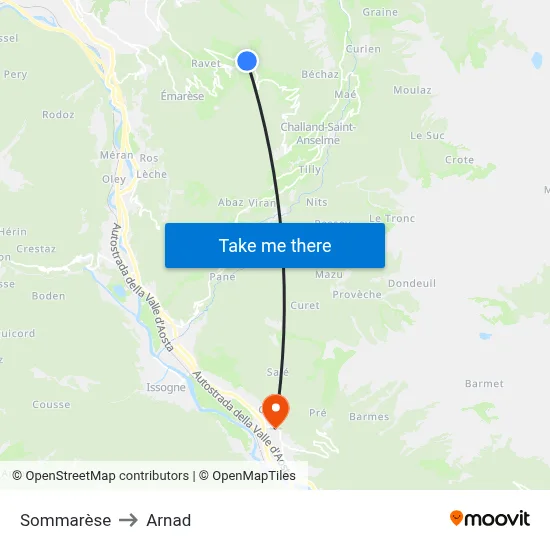 Sommarèse to Arnad map