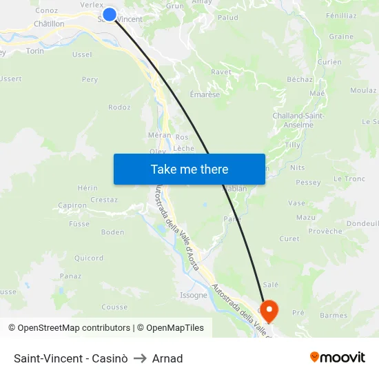 Saint-Vincent - Casinò to Arnad map