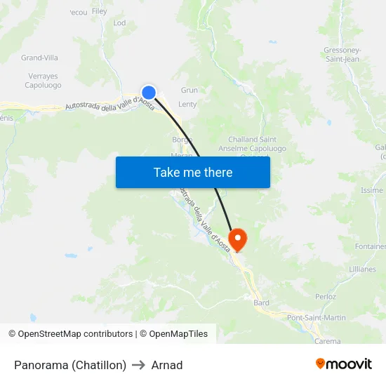 Panorama (Chatillon) to Arnad map