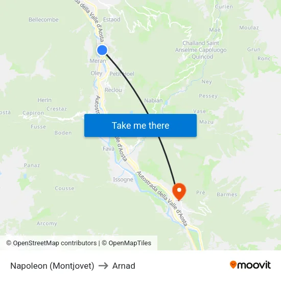 Napoleon (Montjovet) to Arnad map