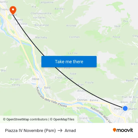 IV Novembre Square to Arnad map