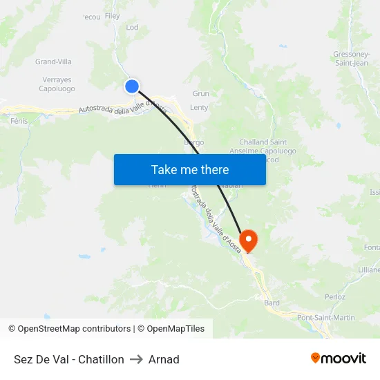 Sez De Val - Chatillon to Arnad map