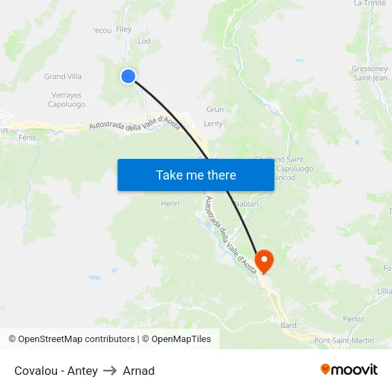 Covalou - Antey to Arnad map