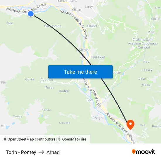 Torin - Pontey to Arnad map