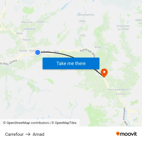 Carrefour to Arnad map