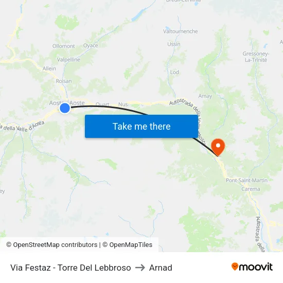 Festaz Street - Leper's Tower to Arnad map