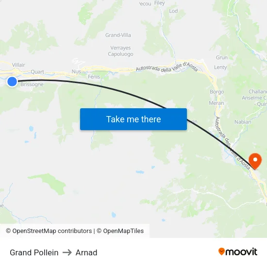 Grand Pollein to Arnad map