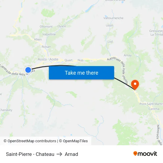 Saint-Pierre - Castle to Arnad map