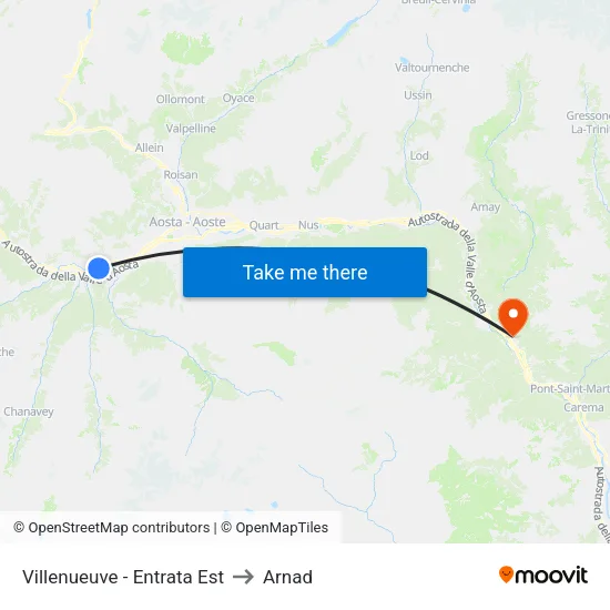 Villenueuve - East Entrance to Arnad map