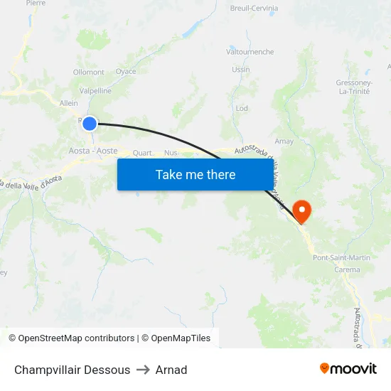 Champvillair Lower to Arnad map